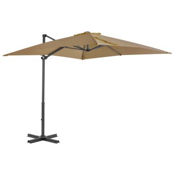 vidaXL Umbrelă de exterior cu bază portabilă, gri taupe