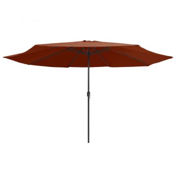 vidaXL Umbrelă de soare de exterior, stâlp metalic, cărămiziu, 400 cm