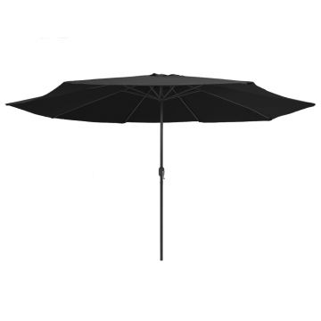 vidaXL Umbrelă de soare de exterior, stâlp metalic, negru, 400 cm