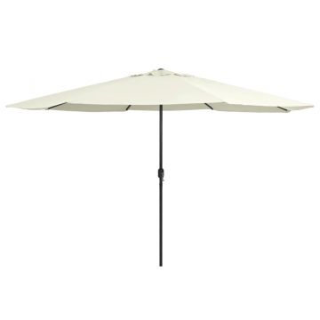vidaXL Umbrelă de soare de grădină, stâlp metalic, alb nisipiu 390 cm