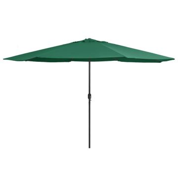 vidaXL Umbrelă de soare de grădină, stâlp metalic, verde, 390 cm