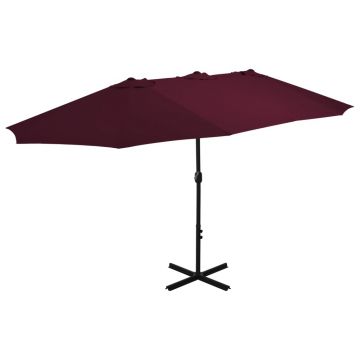 vidaXL Umbrelă soare exterior, stâlp aluminiu, roșu bordo, 460x270 cm