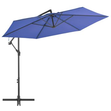 vidaXL Umbrelă suspendată cu stâlp din aluminiu, albastru, 300 cm