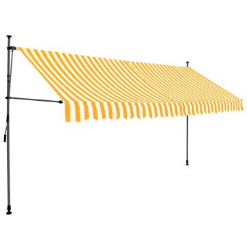 vidaXL Copertină retractabilă manual cu LED, alb & portocaliu, 400 cm