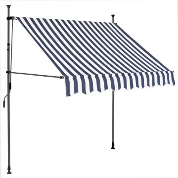 vidaXL Copertină retractabilă manual cu LED, albastru & alb, 100 cm