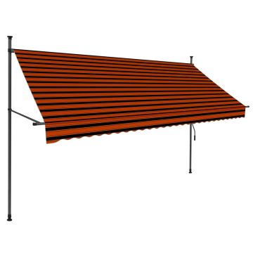 vidaXL Copertină retractabilă manual cu LED, portocaliu & maro, 300 cm