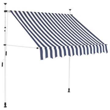 vidaXL Copertină retractabilă manual, dungi albastru și alb, 200 cm