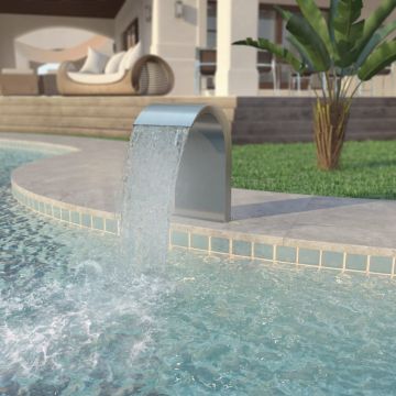 vidaXL Fântână de piscină, oțel inoxidabil 45x30x65 cm, argintiu
