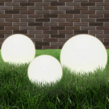 vidaXL Lămpi bol cu LED 3 buc., sferice, 20/30/40 cm, PMMA