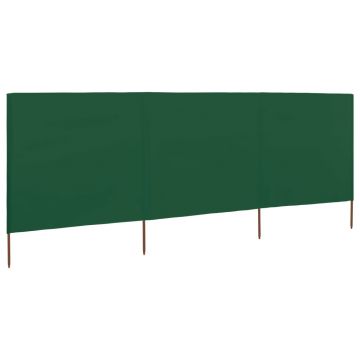 vidaXL Paravan anti-vânt cu 3 panouri, verde, 400x120 cm, textil