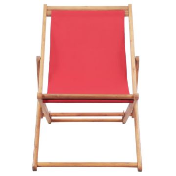 vidaXL Scaun de plajă pliabil, roșu, textil și cadru din lemn vidaXL Scaun de plajă pliabil, roșu, textil și cadru din lemn