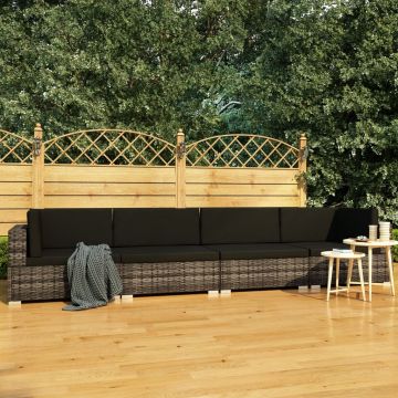 vidaXL Set canapele de grădină cu perne, 4 piese, gri, poliratan