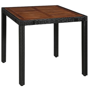 vidaXL Set mobilier de exterior, 5 piese negru, poliratan, lemn acacia