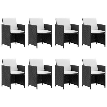 vidaXL Set mobilier de exterior cu perne, 13 piese, negru, poliratan