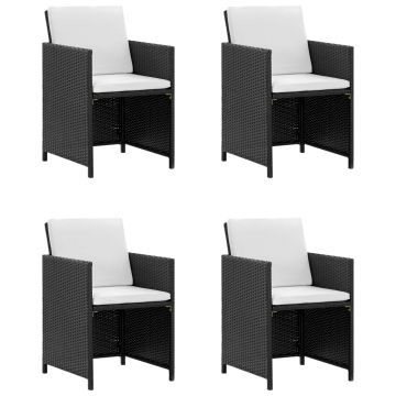 vidaXL Set mobilier de exterior cu perne, 9 piese, negru, poliratan