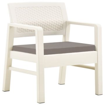 vidaXL Set mobilier de grădină, 3 piese, alb, plastic