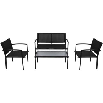 vidaXL Set mobilier de grădină, 4 piese, negru, textilenă