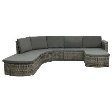 vidaXL Set mobilier de grădină cu perne, 4 piese, gri, poliratan