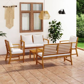 vidaXL Set mobilier de grădină cu perne, 5 piese, lemn masiv acacia