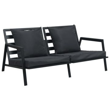 vidaXL Set mobilier grădină cu perne, 4 piese, gri, închis aluminiu