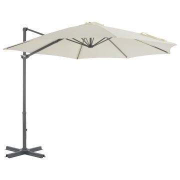 vidaXL Umbrelă consolă de grădină, stâlp din aluminiu, nisipiu, 300 cm