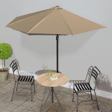 vidaXL Umbrelă de soare de balcon, tijă aluminiu, gri taupe 300x150 cm