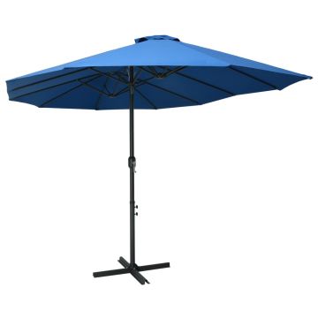 vidaXL Umbrelă soare exterior cu stâlp aluminiu, albastru, 460x270 cm