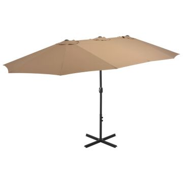 vidaXL Umbrelă soare exterior cu stâlp aluminiu gri taupe 460x270 cm