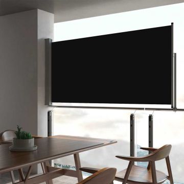 vidaXL Copertină laterală retractabilă de terasă, negru, 80 x 300 cm