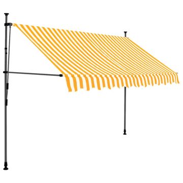 vidaXL Copertină retractabilă manual cu LED, alb & portocaliu, 250 cm vidaXL Copertină retractabilă manual cu LED, alb & portocaliu, 250 cm