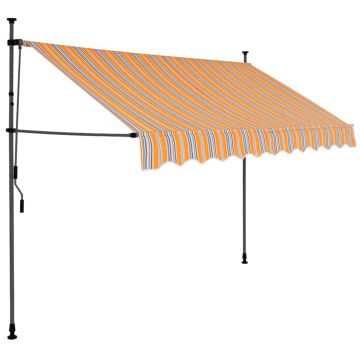 vidaXL Copertină retractabilă manual cu LED, galben & albastru, 250 cm