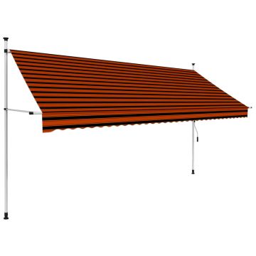 vidaXL Copertină retractabilă manual, portocaliu și maro, 350 cm