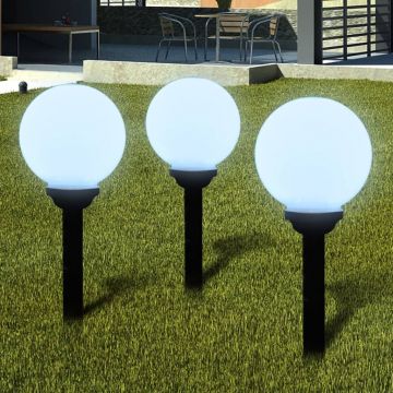 vidaXL Lămpi de exterior pentru alei LED 3 buc. 20 cm, cu țăruș de sol