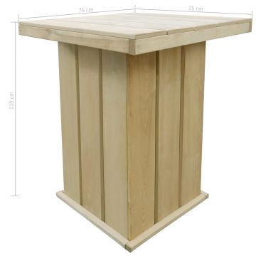 vidaXL Masă de bar, 75 x 75 x 110 cm, lemn de pin tratat