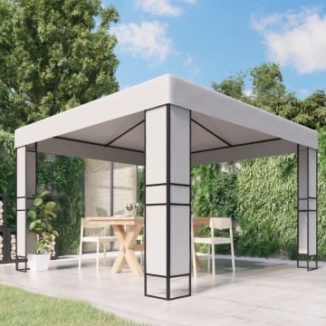 vidaXL Pavilion cu acoperiș dublu, alb, 3 x 3 m