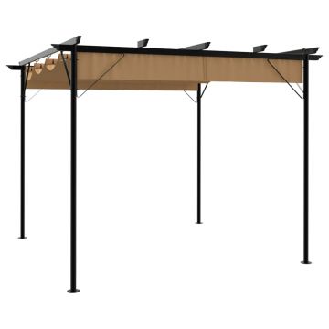 vidaXL Pergolă cu acoperiș retractabil gri taupe 3x3 m oțel 180 g/m²