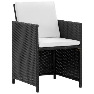 vidaXL Set mobilier de exterior cu perne, 11 piese, negru, poliratan