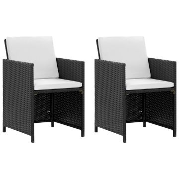 vidaXL Set mobilier de exterior cu perne, 5 piese, negru, poliratan