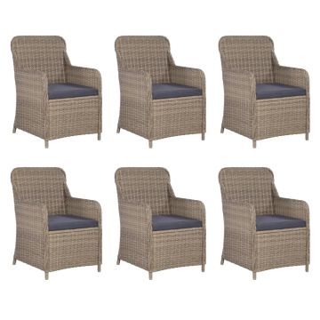 vidaXL Set mobilier de exterior cu perne, 7 piese, maro, poliratan