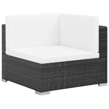 vidaXL Set mobilier de grădină cu perne, 7 piese, negru, poliratan