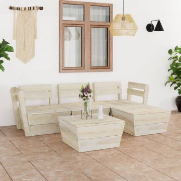 vidaXL Set mobilier de grădină paleți, 5 piese, lemn de molid tratat