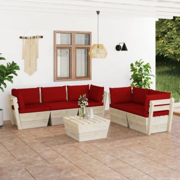 vidaXL Set mobilier grădină din paleți, 6 piese, cu perne, lemn molid