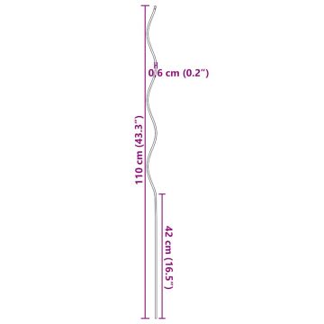 vidaXL Spirale pentru suport plante, 20 buc., 110 cm, oțel galvanizat