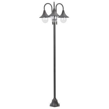 vidaXL Stâlp iluminare grădină, E27, 220 cm, aluminiu, 3 lămpi, bronz