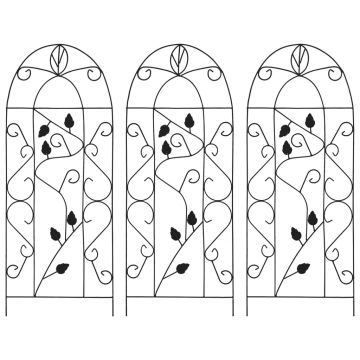 vidaXL Suporturi plante cățărătoare, 3 buc., negru, 40 x 100 cm, fier
