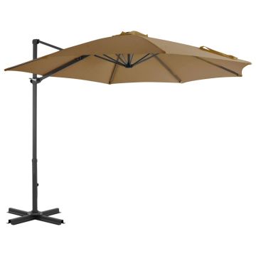 vidaXL Umbrelă de exterior cu bază portabilă, gri taupe