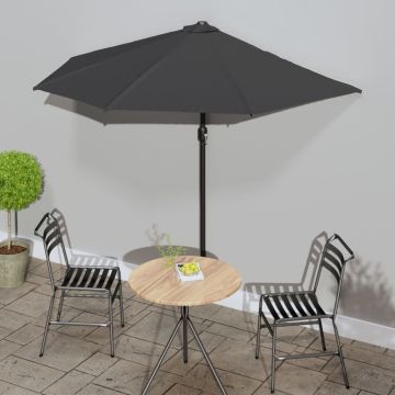 vidaXL Umbrelă de soare de balcon, tijă aluminiu, antracit, 270x135 cm