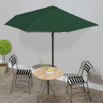 vidaXL Umbrelă de soare de balcon, tijă aluminiu, verde, 300x150 cm
