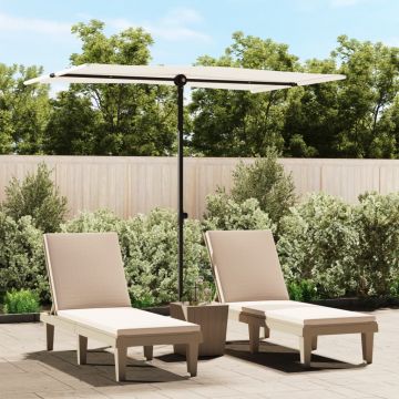 vidaXL Umbrelă de soare de grădină stâlp aluminiu alb nisipiu 2x1,5 m
