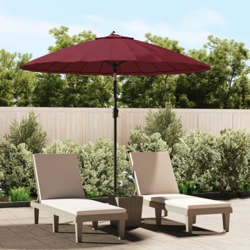 vidaXL Umbrelă soare de exterior, stâlp aluminiu, roșu bordo, 270 cm